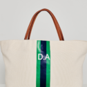 As Is - Petra Classic Canvas Tote Bag with Initials (Emerald Blue)