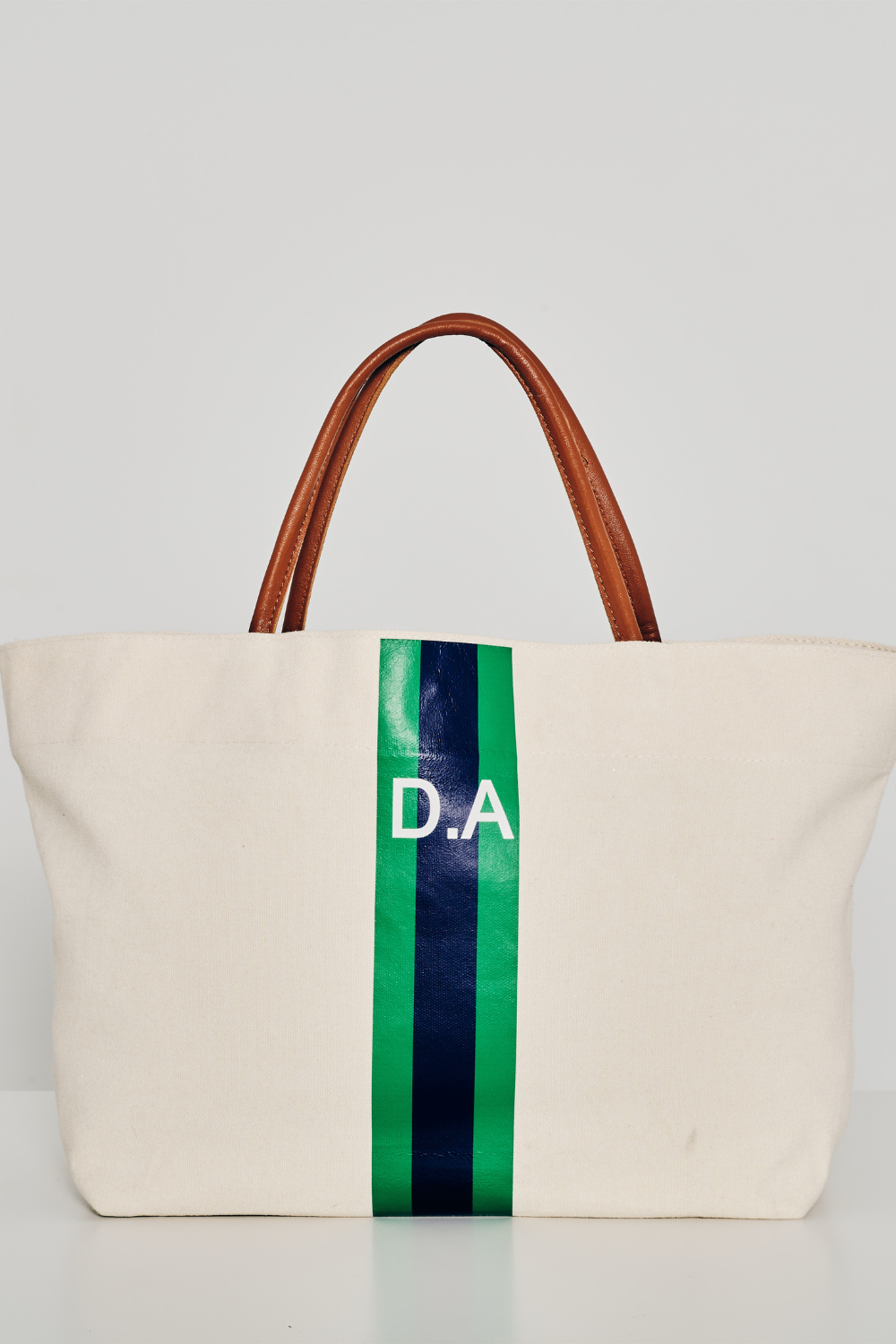 As Is - Petra Classic Canvas Tote Bag with Initials (Emerald Blue)