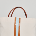 As Is - Petra Classic Canvas Tote Bag with Initials (Khaki Blue)