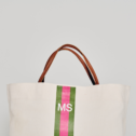 As Is - Petra Classic Canvas Tote Bag with Initials (Pink Green)