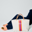 As Is - Petra Classic Canvas Tote Bag with Initials (Purple Orange)