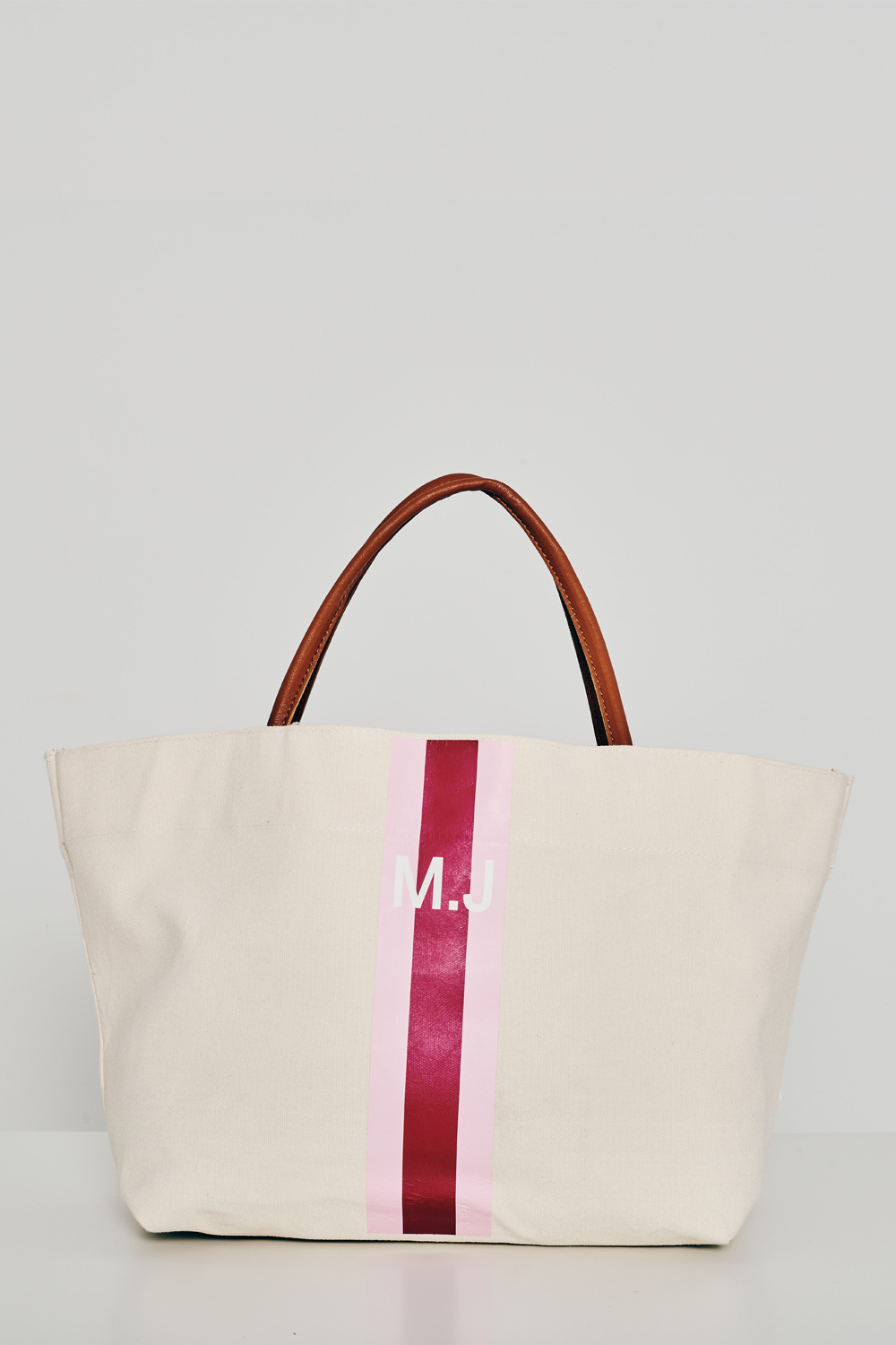 As Is - Petra Classic Canvas Tote Bag with Initials (Pink Fuchsia)