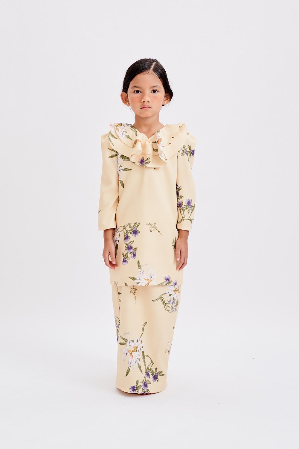 Hailey Kurung in Soft Yellow (Kids)